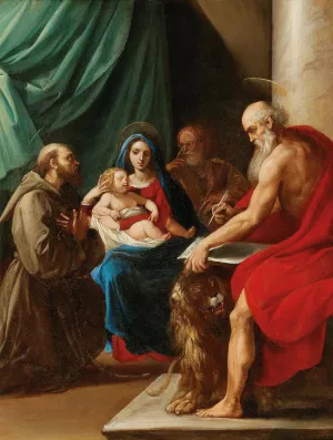 The Holy Family with Saint Francis and Saint Jerome by Giuseppe Cesari Oil Painting