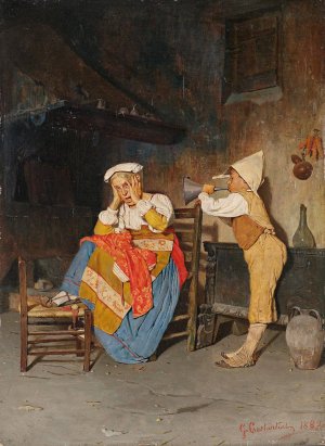 Der kleine Musiker by Giuseppe Costantini Oil Painting