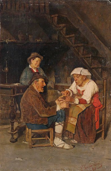Main Product Photo of Hilfe fur die SpitzenklOpplerin  Painting by Giuseppe Costantini