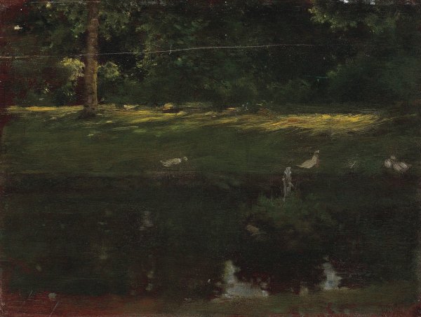 Main Product Photo of Der Teich im Bois de Boulogne  Painting by Giuseppe De Nittis