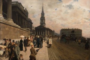 La National Gallery et l'eglise Saint Martin by Giuseppe De Nittis Oil Painting
