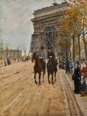 L'arc de Triomphe, Paris by Giuseppe De Nittis Oil Painting