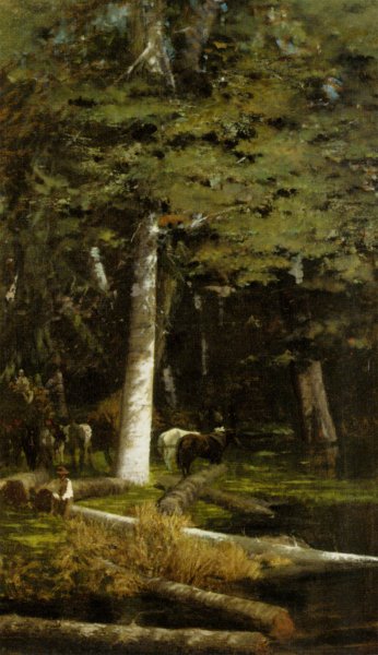 Main Product Photo of Nella Foresta Painting by Giuseppe De Nittis