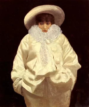 Sarah Bernhardt as Pierrot by Giuseppe De Nittis - Oil Painting Reproduction