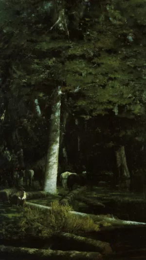 Wood Felling in a Forest by Giuseppe De Nittis Oil Painting