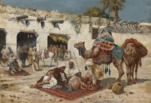 Caravan at rest by Giuseppe Gabani Oil Painting