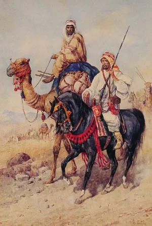 The Arab Caravan by Giuseppe Gabani Oil Painting