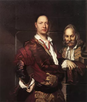 Portrait of Giovanni Secco Suardo and His Servant Oil painting by Giuseppe Ghislandi