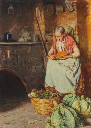 In der Kuche by Giuseppe Giardiello Oil Painting