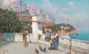 Scene da Capri by Giuseppe Giardiello Oil Painting