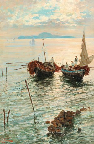 Scene near Naples by Giuseppe Giardiello Oil Painting