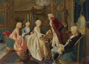 A musical interlude by Giuseppe Guidi Oil Painting