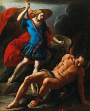 Saint Michael Defeating Lucifer by Giuseppe Marullo Oil Painting