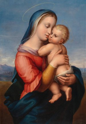 Madonna Tempi, after Raphael by Giuseppe Mazzolini Oil Painting
