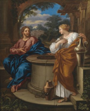 Christ And The Woman Of Samaria by Giuseppe Nicola Nasini Oil Painting