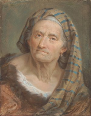 An Elderly Woman In A Striped Shawl by Giuseppe Nogari Oil Painting
