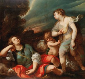 Armida and the sleeping Rinaldo by Giuseppe Nuvolone Oil Painting
