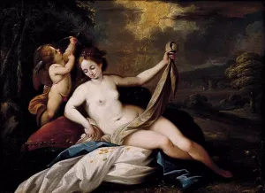 Venus and Cupid in a Landscape by Giuseppe Nuvolone - Oil Painting Reproduction