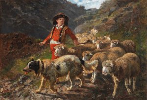 Schafer mit Herde by Giuseppe Palizzi Oil Painting
