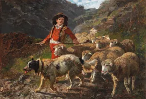 Schafer mit Herde by Giuseppe Palizzi Oil Painting