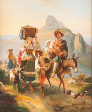 Shepherd family in the Abruzzo by Giuseppe Palizzi Oil Painting