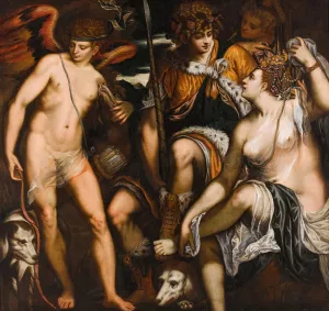 Venus and Adonis with Amor by Giuseppe Porta Oil Painting