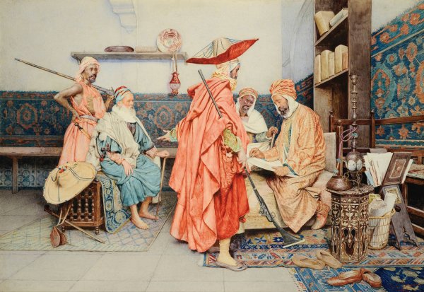 At The 'cadi' by Giuseppe Signorini - Hand-Painted Oil Painting Reproduction