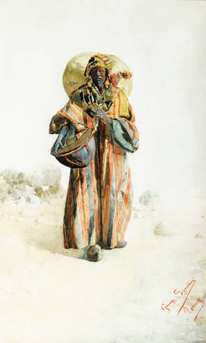 Musician With A Drum by Giuseppe Signorini Oil Painting