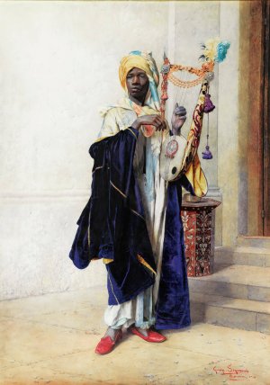 Musician With Cithar by Giuseppe Signorini Oil Painting