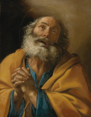 Penitent Saint Peter by Giuseppe Vermiglio Oil Painting