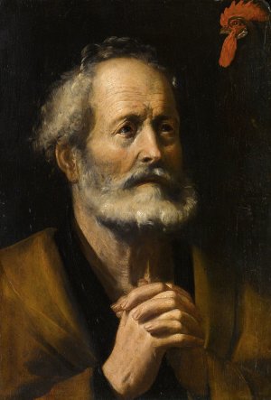 San Pietro E Il Gallo by Giuseppe Vermiglio Oil Painting