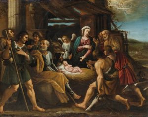 The Adoration Of The Shepherds by Giuseppe Vermiglio Oil Painting