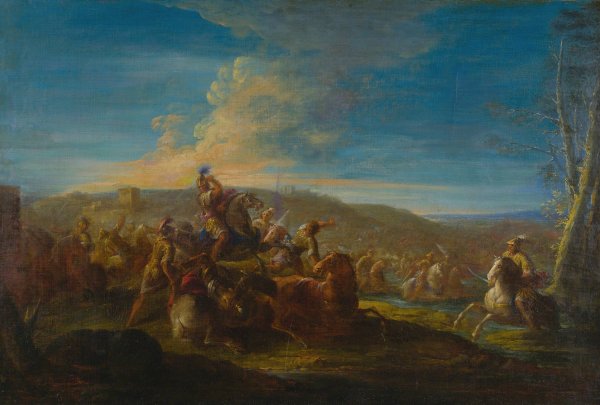 Main Product Photo of A Battle Scene Painting by Giuseppe Zais (Follower)