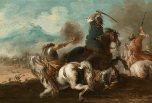 Battle Scene by Giuseppe Zais Oil Painting