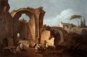 Landscape with Ruins and Archway by Giuseppe Zais - Oil Painting Reproduction
