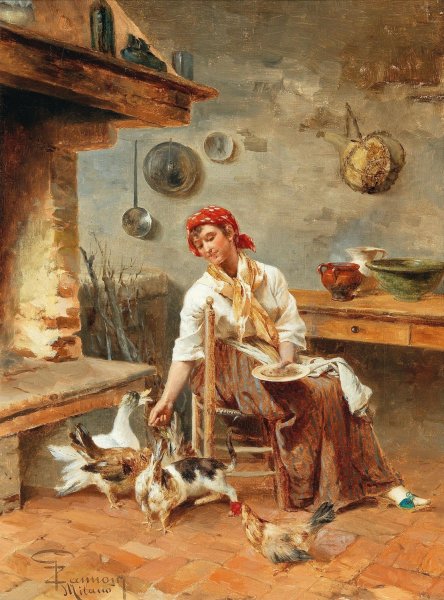 Main Product Photo of Feeding the Pets Painting by Giuseppe Zannoni