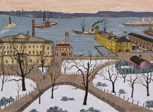Battery Park by Glenn O. Coleman Oil Painting