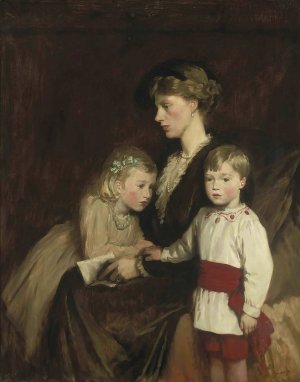 Portrait Of A Mother And Children by Glyn Warren Philpot Oil Painting