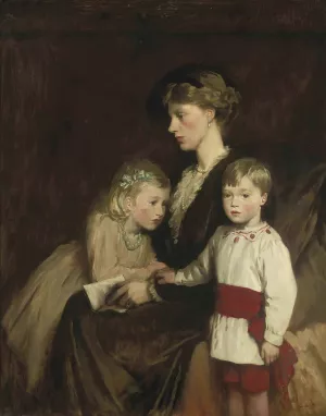 Portrait Of A Mother And Children by Glyn Warren Philpot Oil Painting