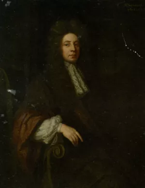 Portrait of Sir Robert Southwell in a Brown Robe by Godfrey Kneller - Oil Painting Reproduction