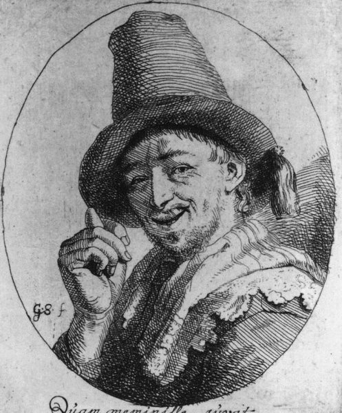 Man Making an Obscene Gesture by Godfried Schalcken - Hand-Painted Oil Painting Reproduction