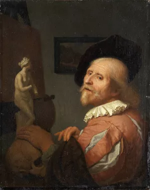 Portrait of an Artist in His Studio by Godfried Schalcken Oil Painting