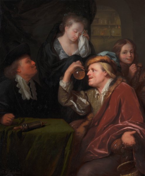 The Doctor's Examination  by Godfried Schalcken - Hand-Painted Oil Painting Reproduction