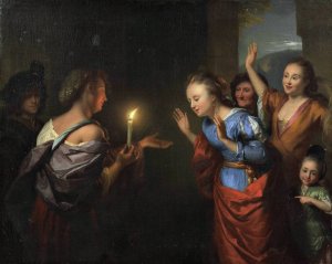 The Parable Of The Lost Piece Of Silver by Godfried Schalcken Oil Painting