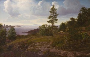 Udsigt over skaergarden ved Elleholm i Blekinge by Godtfred Rump Oil Painting