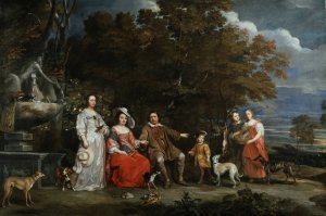 A Family Group in a Landscape Southern Netherlands by Gonzales Coques Oil Painting