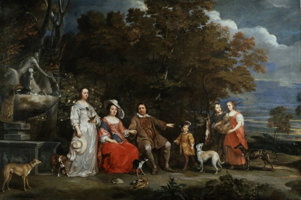 Main Product Photo of A Family Group in a Landscape Southern Netherlands  Painting by Gonzales Coques