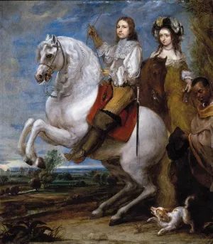 Equestrian Portrait of a Couple painting by Gonzales Coques