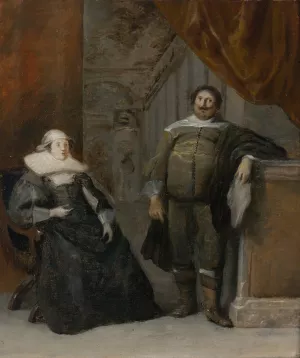 Portrait Of A Man And Woman by Gonzales Coques Oil Painting
