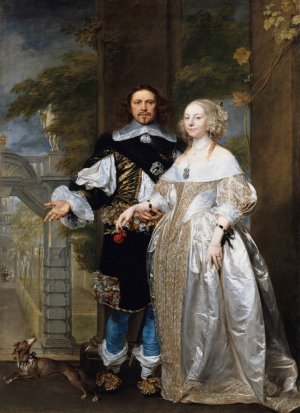 Portrait of a Married Couple in the Park by Gonzales Coques Oil Painting